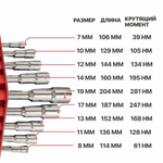 Набор Г-образных ключей под шпильку P.I.T. DRUA HSET06- 0009 (9 шт, HEX 7- 8-10-11-12-13-14- 17-19 м