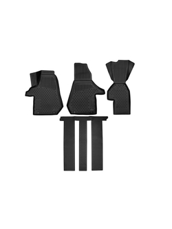 Коврики в салон для VOLKSWAGEN Multivan 2019-, 4шт. 2-й, 3-й ряд капитан, рельсы в середине (полиуретан) ELEMENT3DA0N098210K