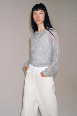 ZARA ХУДИ С МЕТАЛЛИЗИРОВАННОЙ НИТЬЮ, СЕРЕБРИСТЫЙ