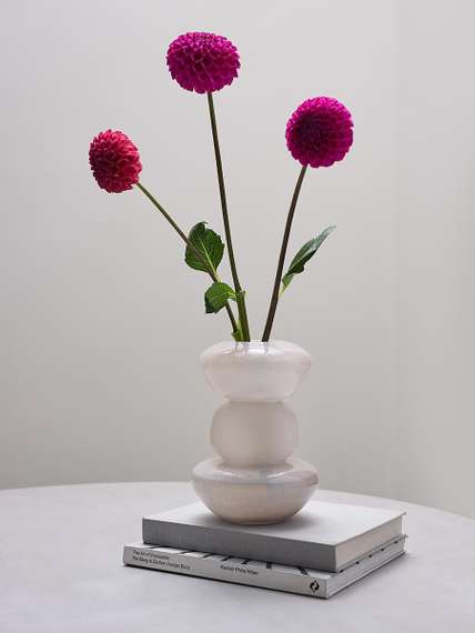 Ваза riverstone, 25 см, жемчужно-серая