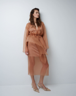 Юбка из шелковой органзы карамель