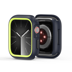 Чехол-бампер для часов Apple Watch 41мм для моделей 7, 8 и 9 серии, черный с зелеными вставками (Midnight/Green) от Dux Ducis, серия Bamo Series Case
