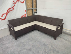 Угловой диван Yalta Corner Set под ротанг для лаунж зоны  с подушками на сиденье