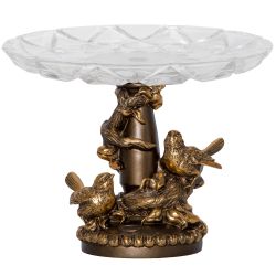 Фруктовница Мелодия любви Бронза с чашей из стекла