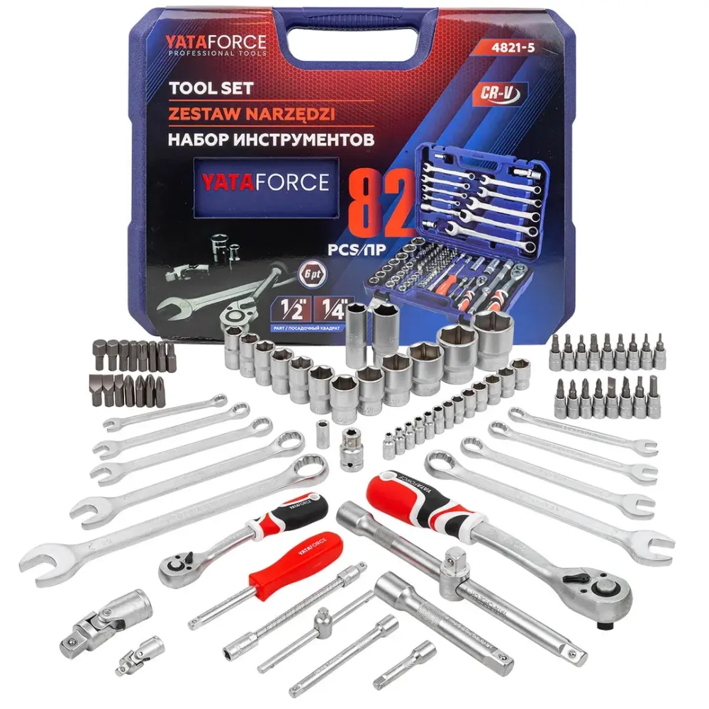 Набор инструментов 82пр.1/4'',1/2''(6гр.)(4-32мм) YATAFORCE YF-4821-5
