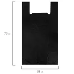 Пакет "майка" КОМПЛЕКТ 100 штук, 38+20х70, ПНД черный, 18 мкм, LAIMA, 700790