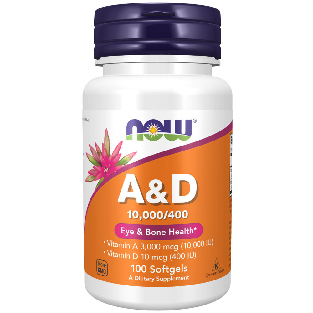 Now Foods Vitamins A & D 10000 / 400 МЕ 100 softgels, Витамин А и Д3