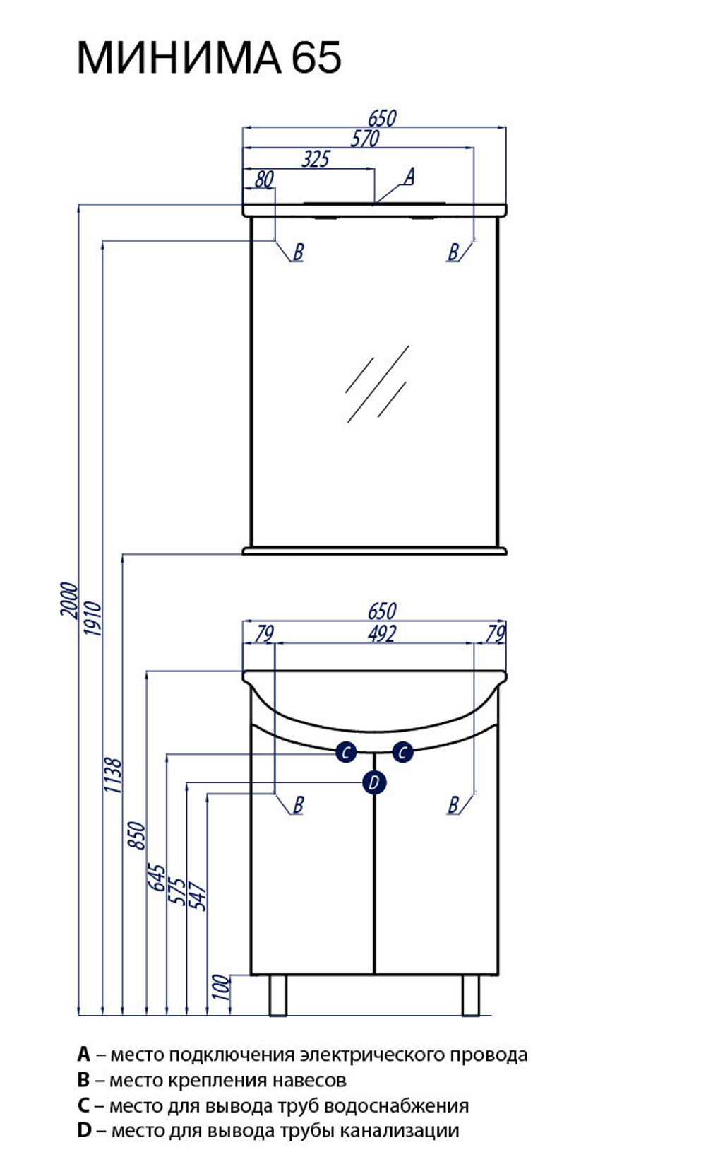 Тумба под раковину Акватон МИНИМА Н 65