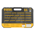 Набор инструментов, 1/2", 1/4", CrV, S2, пластиковый кейс, 64 предмета Denzel