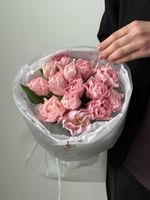 Букет из 15 нежно-розовых пионовидных тюльпанов