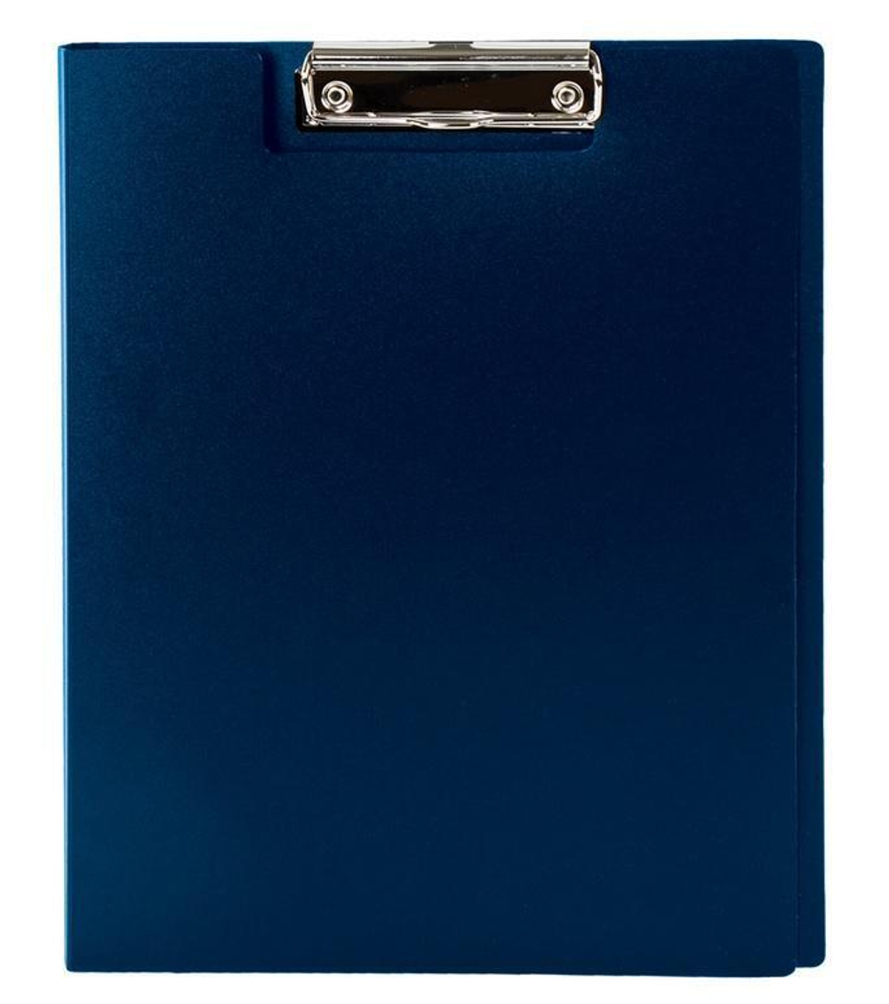 Папка-планшет с прижимом и крышкой А4 пластик,синяя (STAFF)