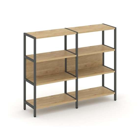 Shelf System Двухсекционный стеллаж трехярусный SN.STM-321 Тиквуд Светлый/Металл Антрацит 1590*400*1