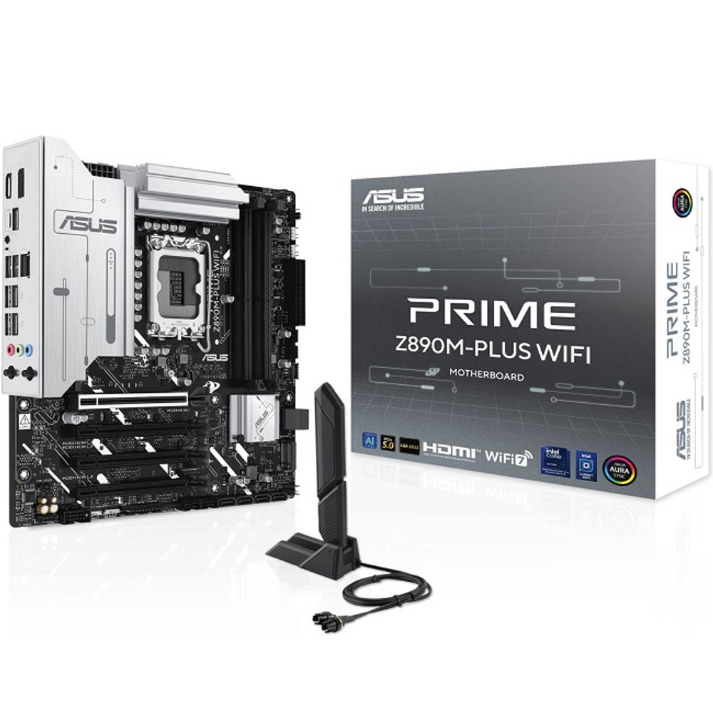 Материнская плата ASUS PRIME Z890M-PLUS WIFI (LGA1851/Z890/4xDDR5/4xPCI-Ex16/3xM.2/SB7.1/GLAN/WI-FI/BT/DP/HDMI/mATX)