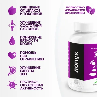 Экстракт корня лопуха Вистерра 500 мг, 126 капсул