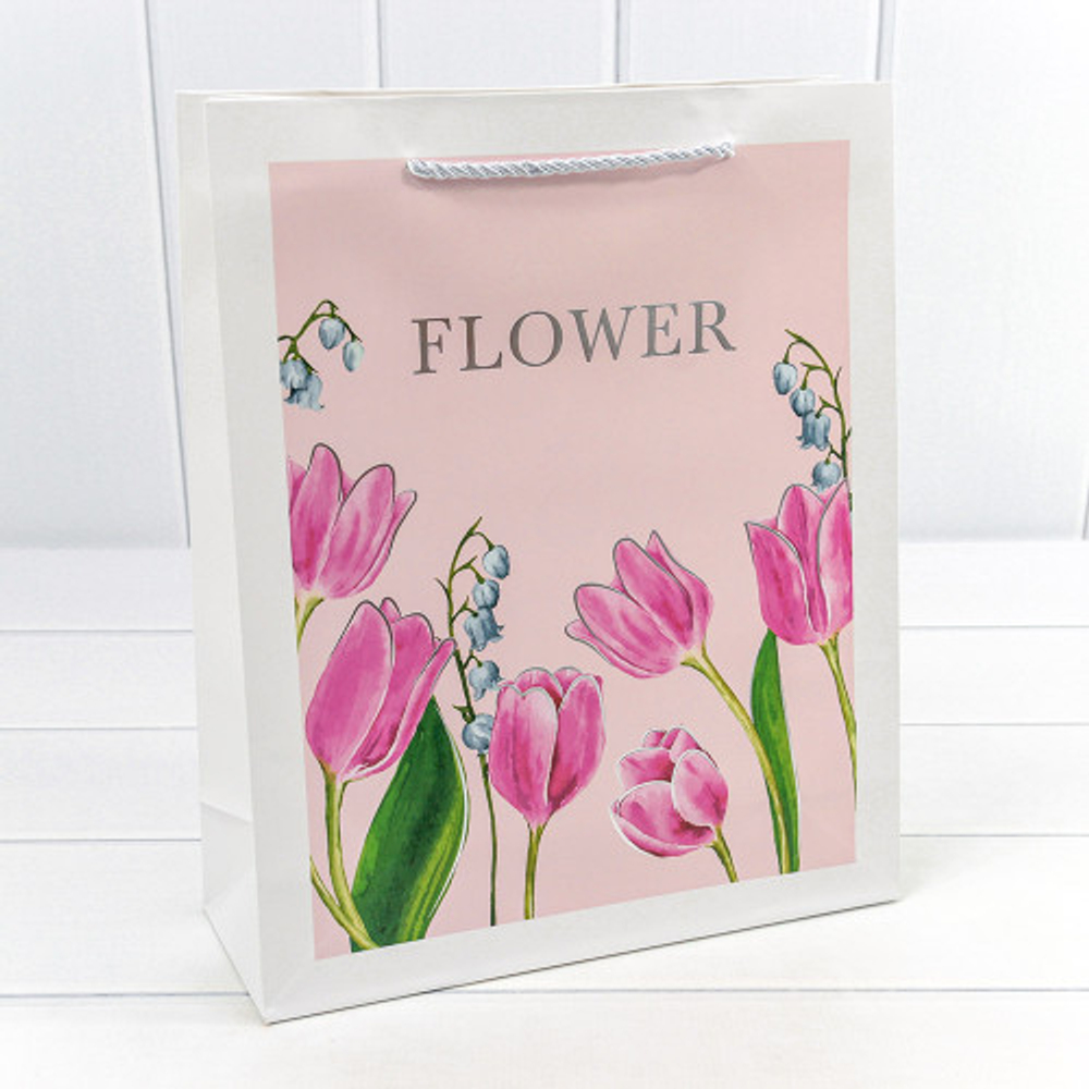 Пакет подарочный 26х32х10см "Flower с тиснением (Микс)