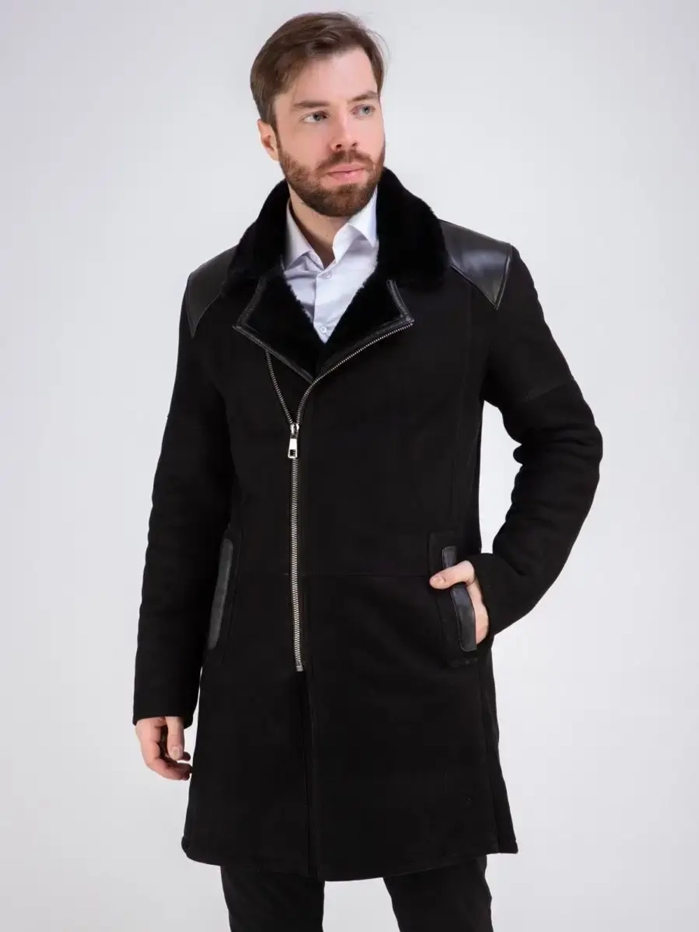 Дубленка мужская натуральная длинная Турция