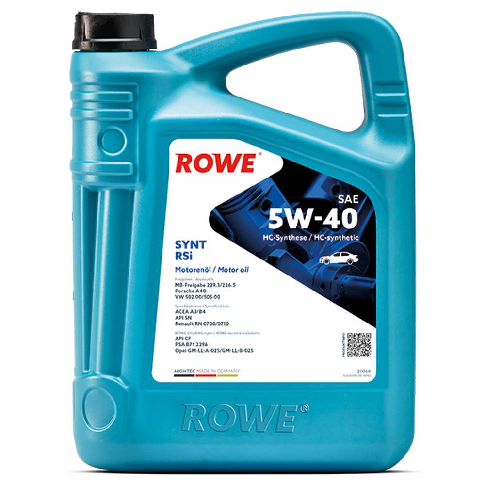 Моторное масло Rowe Hightec Synt RSi 5W-40, синтетическое, 5 л