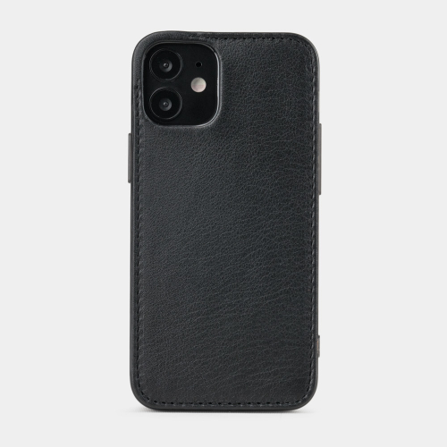 Чехол-накладка для iPhone 12 Mini из кожи теленка черного цвета