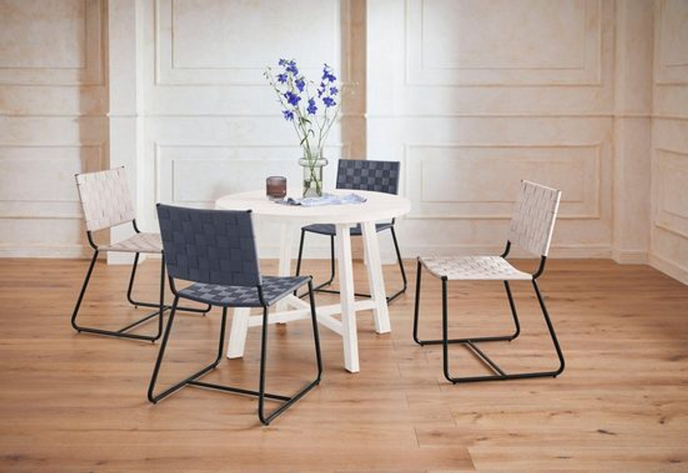 Стол кухонный, 120х120х74, Таула, обеденный, круглый, из массива дуба, белый, MAKOSA