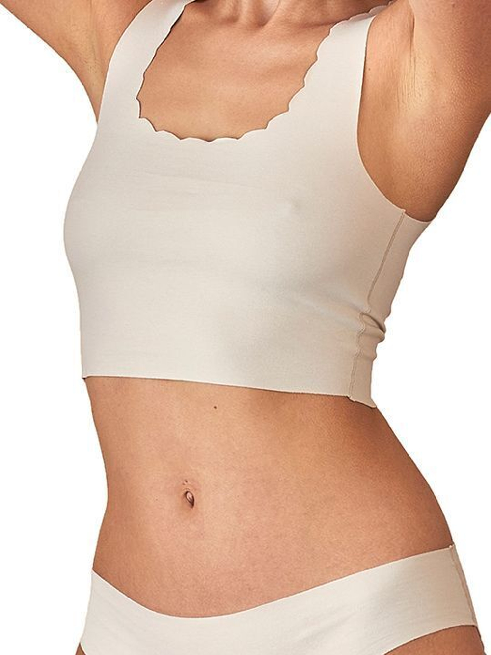 Укороченный топ с фигурным вырезом горловины (Размер: XL) (Цвет: кофейный)