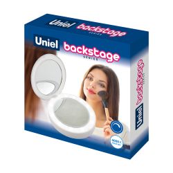 ULK-F70 2AAA WHITE Зеркало карманное с подсветкой 1Х+2Х. На батарейках 2AАА не в-к. Белый. ТМ Uniel