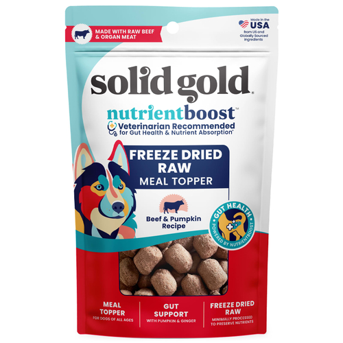 Solid Gold, Freeze Dried Raw Meal Topper, для собак, для всех возрастов, по рецепту из говядины и тыквы, 155 г (5,5 унции)