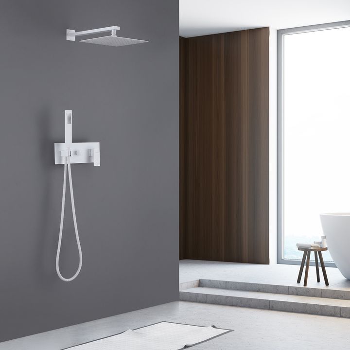 Душевая система ABBER Daheim AF8218W скрытого монтажа без излива, белая матовая