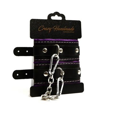 Черно-фиолетовые скругленные наручники с мягкой подкладкой (Цвет: черный с фиолетовым)