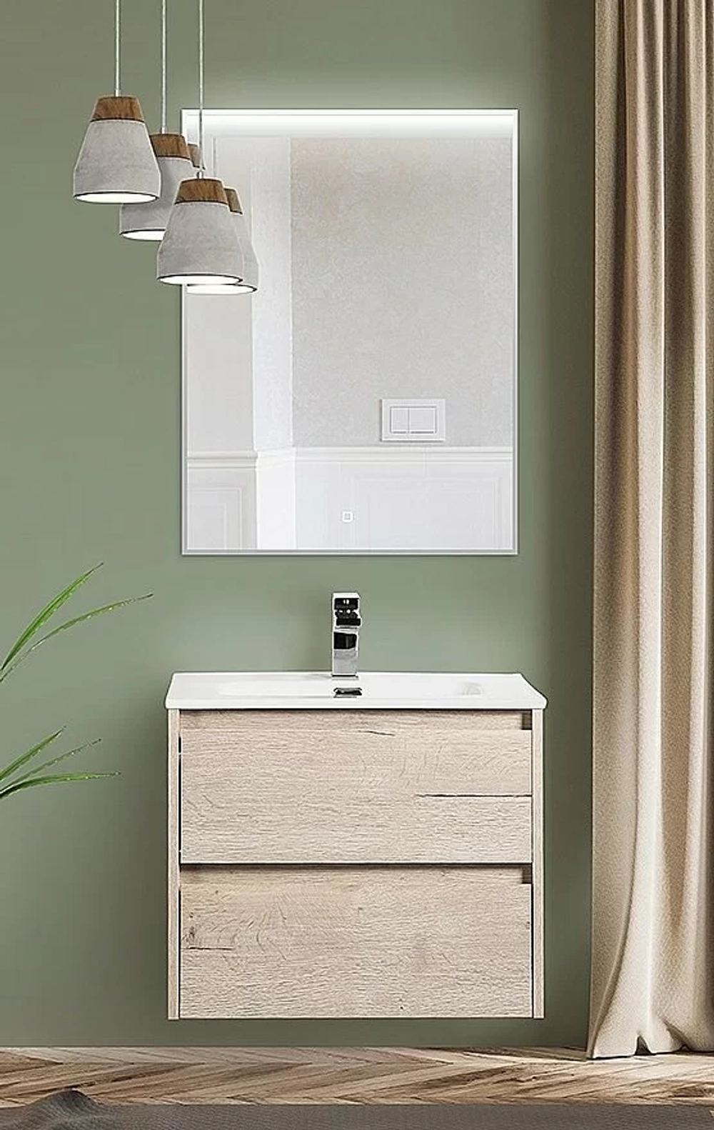Тумба с раковиной BelBagno KRAFT 60 2C-SO/BB1923-600 Rovere Galifax Bianco