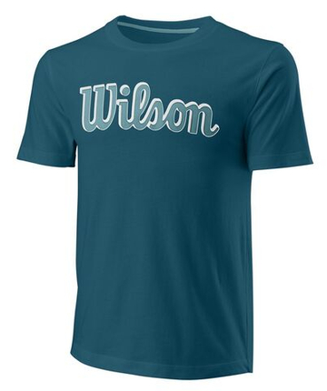 Мужская теннисная футболка Wilson Script Eco Cotton Tee Slimfit M - Бирюзовый