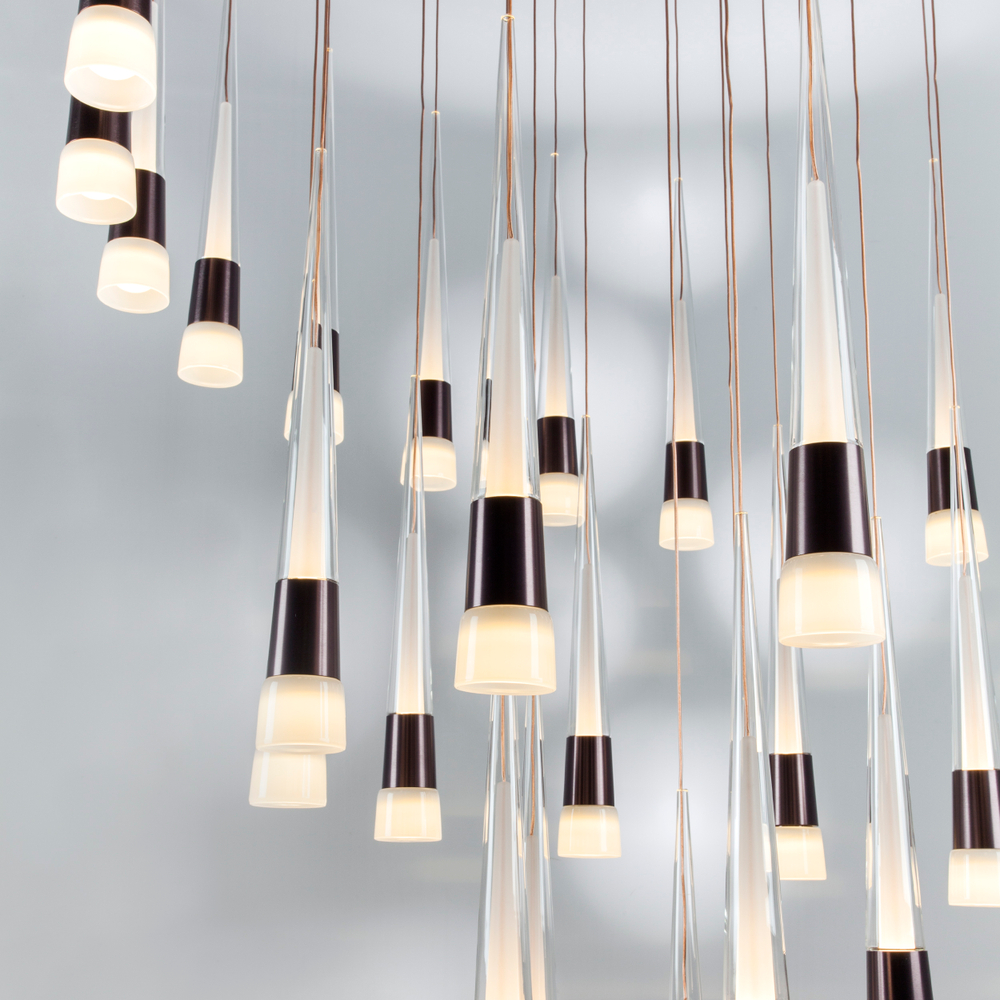 757361 Люстра CONE LED 180W 9000LM КОФЕЙНЫЙ/БЕЛЫЙ/ПРОЗРАЧНЫЙ 3000K