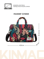 Сумка для ноутбука 15,6" и 17" с ремнем на плечо и 3 отделениями (Джунгли)