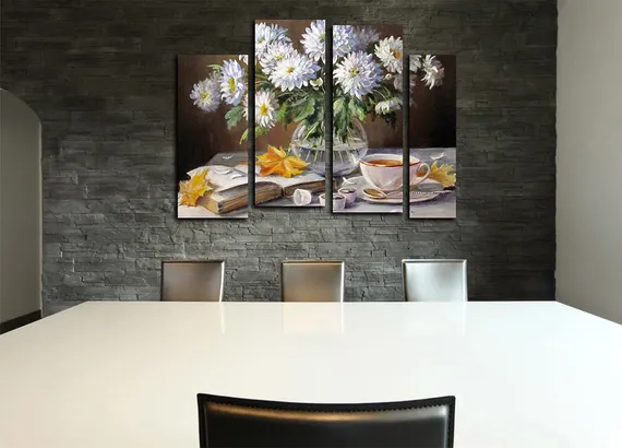 Модульная картина "Белые астры"