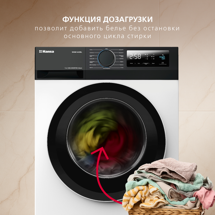 Узкая стиральная машина Hansa WHM1445BL
