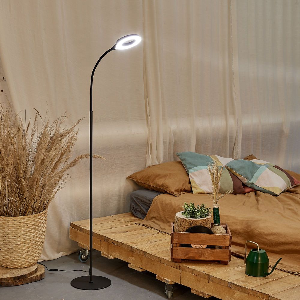 ULM-T610 7W-4500K-DIM BLACK Торшер напольный светодиодный. 7W. с регулировкой наклона. Сенсорный выключатель. Диммер. Черный. ТМ Uniel