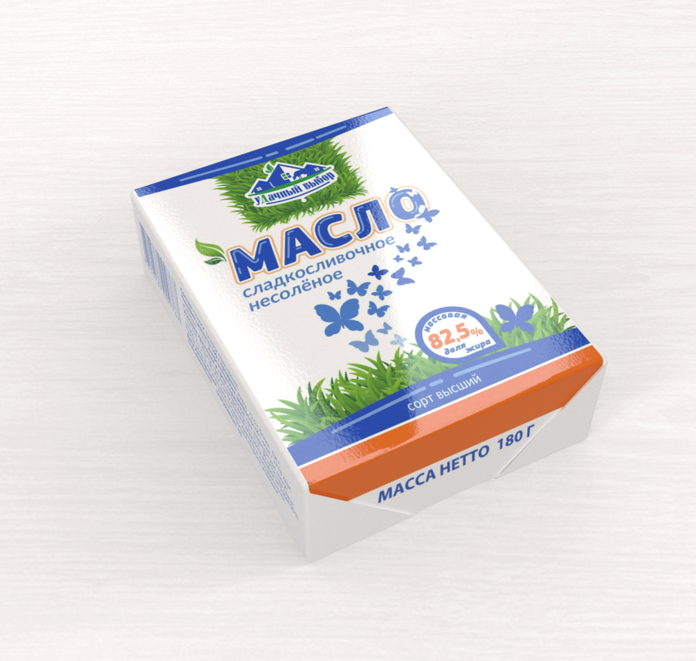 Масло "СЛАДКОСЛИВОЧНОЕ" несолёное, 82,5%, высший сорт, 180 гр, Беларусь