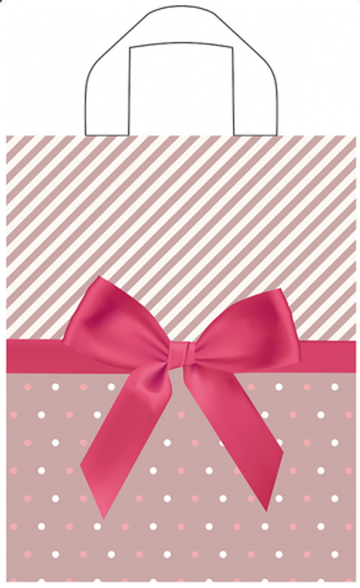 Подарочный полиэтиленовый пакет для девочек с петлевой ручкой 35*28см (55мкм)