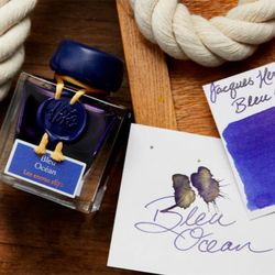 Чернила во флаконе Herbin Prestige 1670 50 мл Bleu Ocean синие с золотыми блестками (15018JT) 4