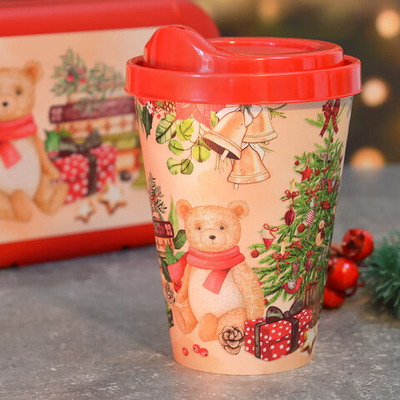 Набор "Игрушки" 2 предмета: ланч-бокс 0,85л, стакан 420мл с крышкой, цвет красный