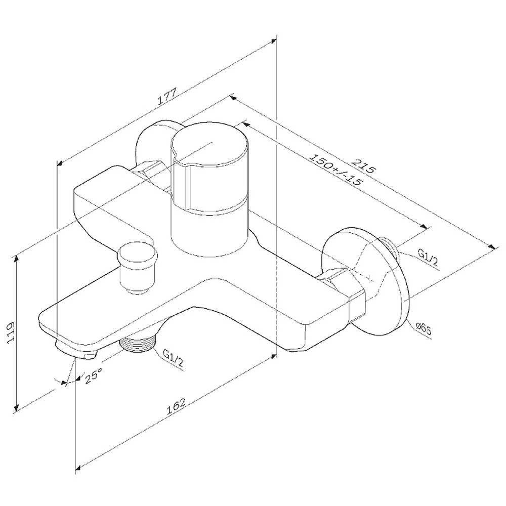 Смеситель для ванны AM.PM X-Joy F85A10522 Черный матовый