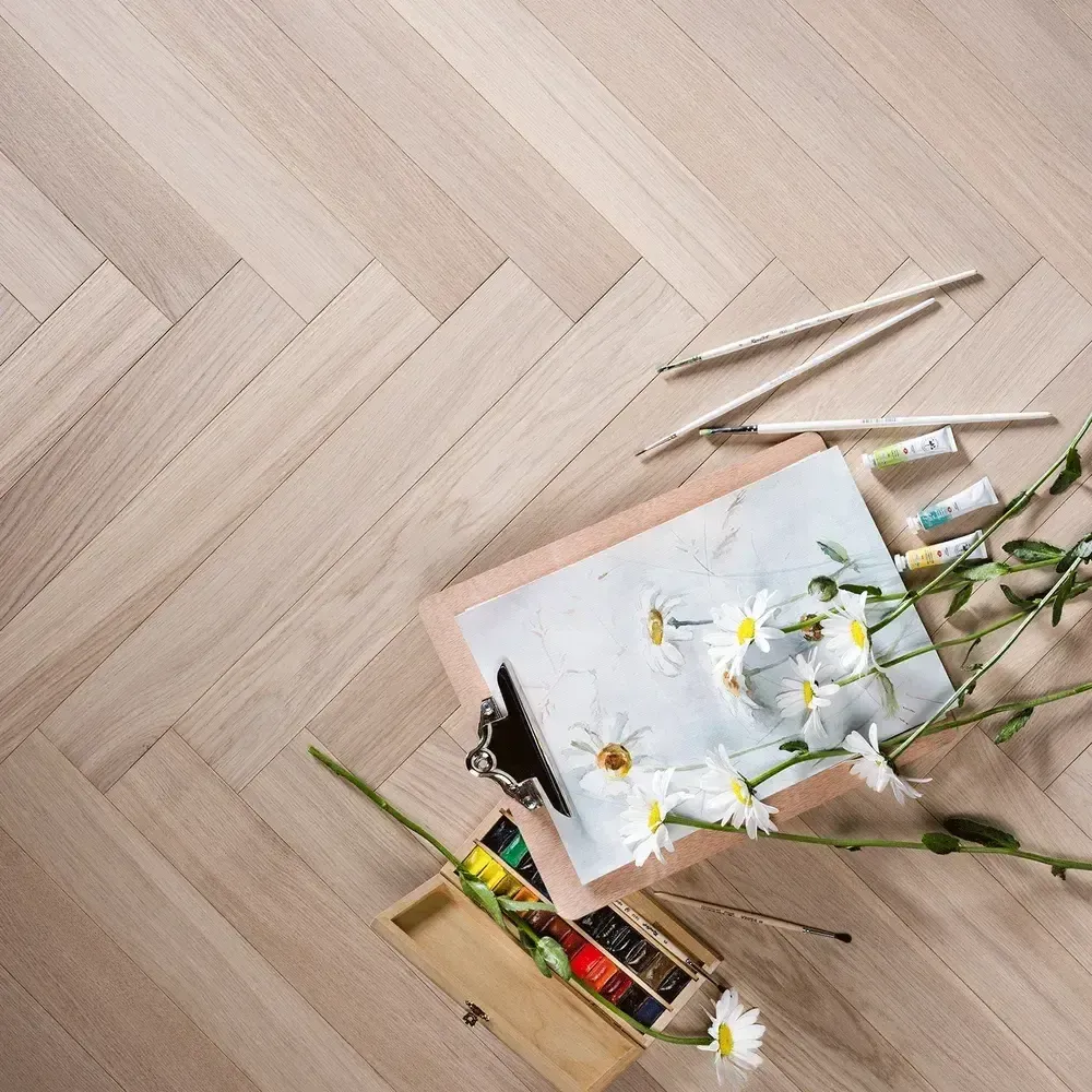 Инженерный паркет Coswick Дуб Акварельный Белый (Aqua White) Шелковое масло ультраматовое