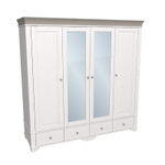 Шкаф 4х дверный «Бейли» с 2-мя глухими и 2-мя зеркальными дверями белый воск/антрацит