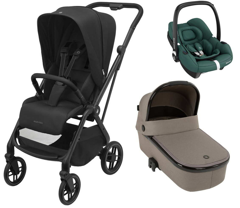 Детская коляска Maxi-Cosi Leona2 Oria 3 в 1 с автокреслом CabrioFix Essential green 1204390110 Twillic Black/1507470300 Luxe Twillic Truffle