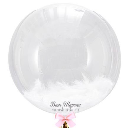 Баблс "Прозрачный шар с перьями" 60 см