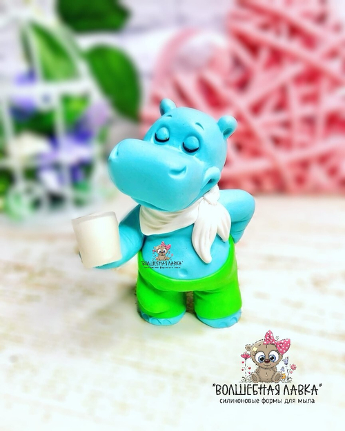 Силиконовая форма Бегемотик со стаканом