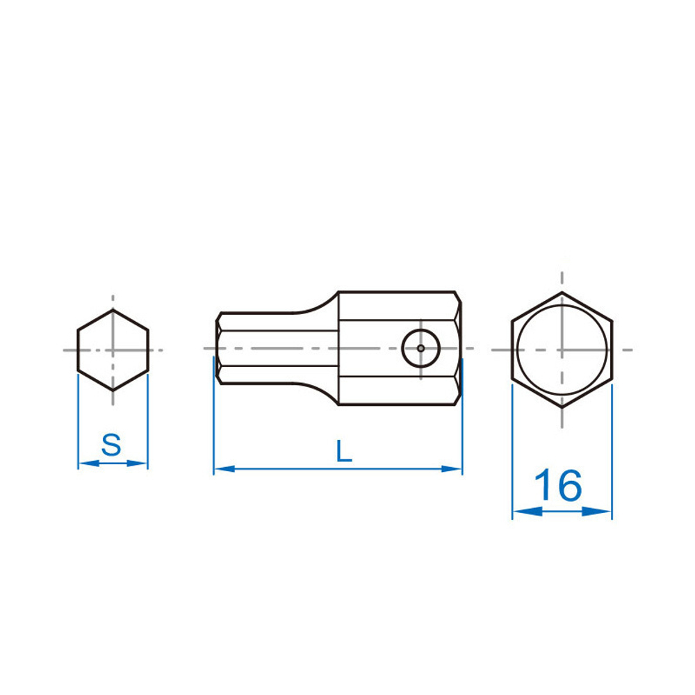 KING TONY (174014H) Вставка (бита) ударная торцевая 16 мм, L = 40 мм, HEX, 14 мм