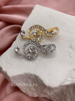 Брошь "Скрипичный ключ" серебристая в стразах