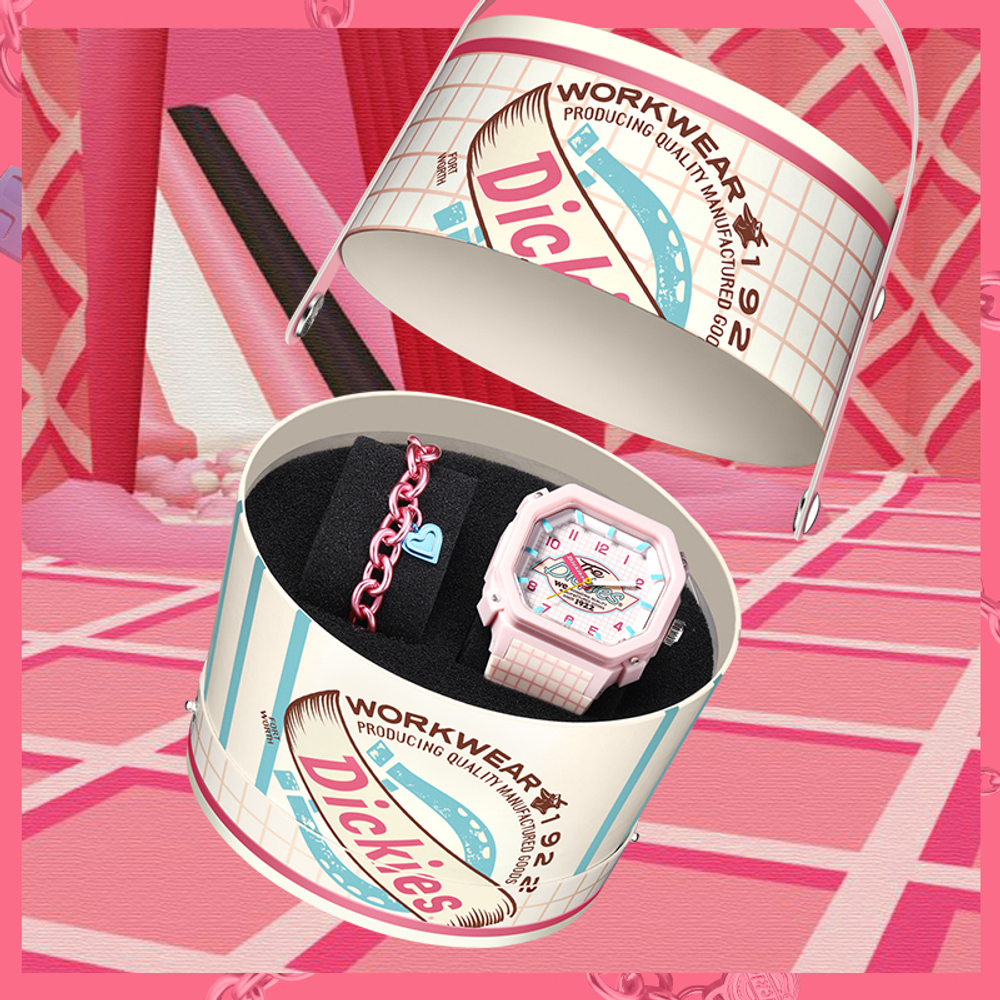 Dickies Wrist Watch Quartz Movement Silicone Strap Pink Watch Dial Women"s Watch Classic Box For Festive Occasions