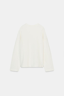 ZARA ФУТБОЛКА С ДЛИННЫМИ РУКАВАМИ, ЖЕЛТОВАТО-БЕЛЫЙ