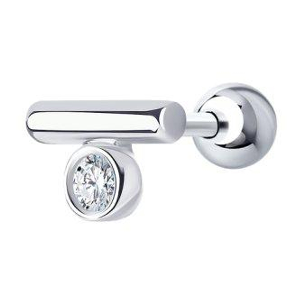 Серьга из серебра с фианитами